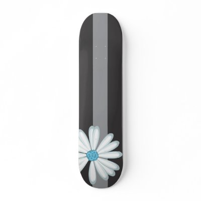 Sky Blue Floral Racing Tribal Daisy Tattoo Pattern Skate Deck by sk8bord