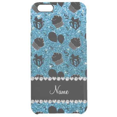 Sky blue glitter cupcakes balloons presents clear iPhone 6 plus case