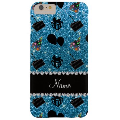 Sky blue glitter hats cake presents balloons barely there iPhone 6 plus case