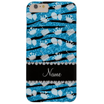 Sky blue glitter zebra stripes cake balloon barely there iPhone 6 plus case