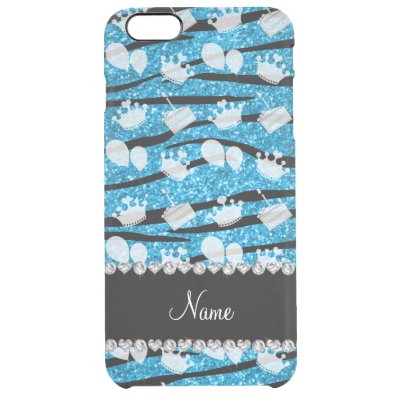Sky blue glitter zebra stripes cake balloon clear iPhone 6 plus case