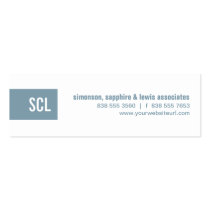 Sky Blue Monogram Strip business cards