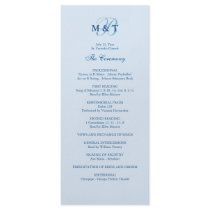 Sky Blue Monogram Wedding Program Rack Cards