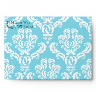 Sky Blue Ornate Wedding envelope