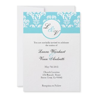 Sky Blue Ornate Wedding invitation