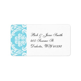 Sky Blue Ornate Wedding label