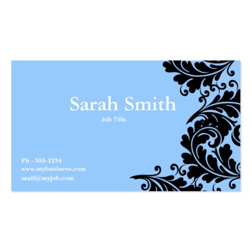 Sky blue paisley damask business card