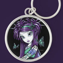 "Sky" Blue Rose Tattoo Butterfly Fairy Keychain keychains