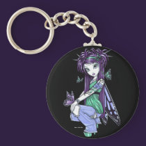 "Sky" Blue Rose Tattoo Butterfly Fairy Keychain keychains