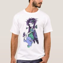 sky, butterfly, blue, rose, tattoo, plum, cute, fairy, faery, fae, faerie, pixie, plus, sixe, extended, sized, top, shirt, tshirt, fantasy, art, big, eyed, myka, jelina, mika, faeries, Shirt with custom graphic design