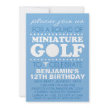 Sky Blue Tee Time Miniature Golf Birthday Party Custom Invites