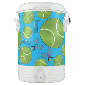 Sky blue tennis balls rackets and nets igloo beverage cooler