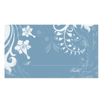 Sky Blue White Floral Wedding Place Cards business cards