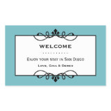 Sky blue wrought iron frame out of town gift bag rectangular sticker