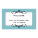 Sky blue wrought iron frame out of town gift bag sticker