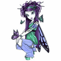 blue, rose, tattoo, butterfly, purple, big, eyed, gothic, cute, fantasy, fairy, faerie, fae, faery, fairies, magdalene, art, characters, Photo Sculpture with custom graphic design