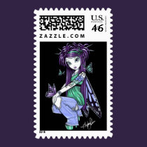 "Sky" Butterfly Rose Fairy Art Postage stamps