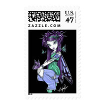 blue, rose, tattoo, butterfly, purple, big, eyed, gothic, cute, green, fantasy, fairy, faerie, fae, faery, fairies, sky, art, characters, Stamp with custom graphic design