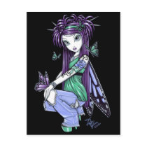 butterfly, rose, tattoo, cute, purple, blue, jeans, fairy, faerie, fantasy, fae, fairies, myka, jelina, art, characters, Postcard with custom graphic design