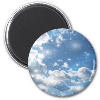 Sky Clouds Sparkles Refrigerator Magnet