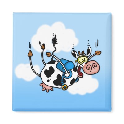 sky diving cow no txt magnet by cfkaatje
