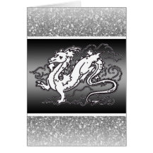 Sky Dragon Black and White Greeting Card