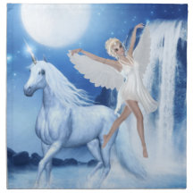 Sky Faerie Asparas and Unicorn Cloth Napkins