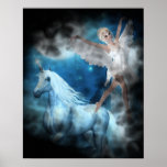 Sky Faerie Asparas and Unicorn Vignette Posters