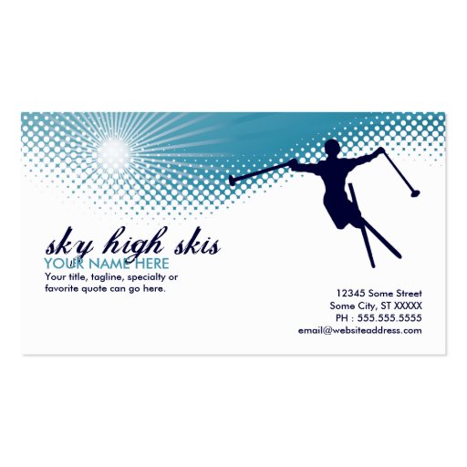 sky high skis business card (front side)