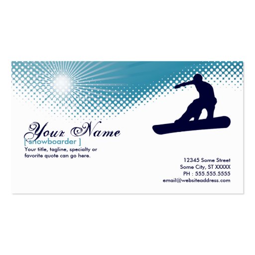 sky high snowboarder business card templates (front side)