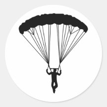 skydiver silhouette round sticker