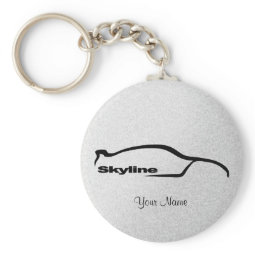 Skyline Black Silhouette Logo w/ Silver background keychain