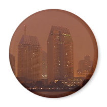Skyline City Cities Fog Morning 3 magnets by lifesphere Skyline City Cities Fog Morning 3 magnets