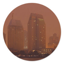Skyline City Cities Fog Morning 3 stickers