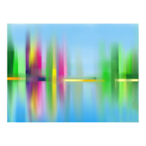 Skyline Harbour Landscape in Blue Posters