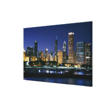 Skyline of Downtown Chicago at night Canvas Prints