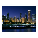 Skyline of Downtown Chicago at night Postcard