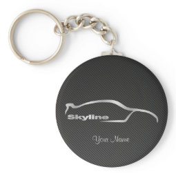 Skyline Silver Silhouette Logo w/ faux Carbon keychain