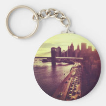 Skyline Sunset - Brooklyn Bridge and NYC Cityscape Keychains