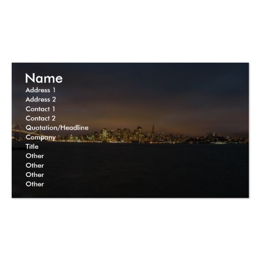 Skyline With Illuminated City Glow In Clouds On Sa Business Card Template (front side)