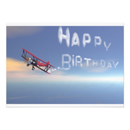 Skywriter Happy Birthday invitation. 5" X 7" Invitation Card Zazzle