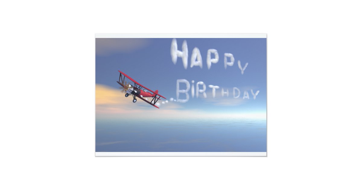Skywriter Happy Birthday invitation. 5x7 Paper Invitation Card Zazzle
