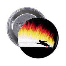 Slalom Water Skier With Flames Pins