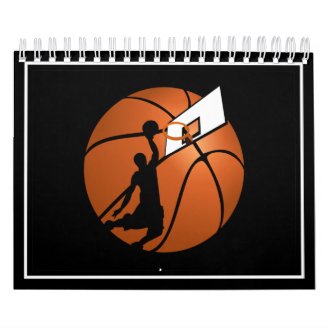 Slam Dunk Basketball Player w/Hoop on Ball Calendars