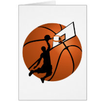 Slam Dunk Basketball Player w/Hoop on Ball Greeting Card