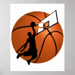 Slam Dunk Basketball Player w/Hoop on Ball Print