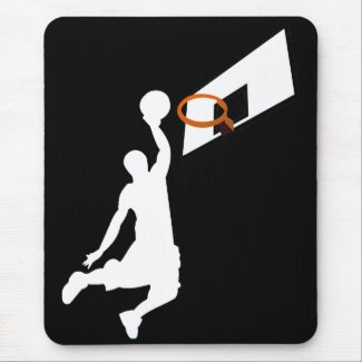 Slam Dunk Basketball Player - White Silhouette Mouse Pads