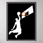 Slam Dunk Basketball Player - White Silhouette Posters