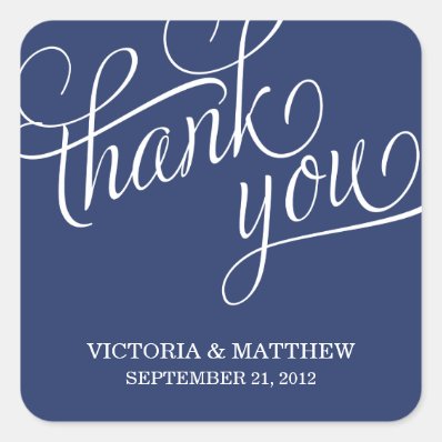 SLANTED | WEDDING THANK YOU LABEL SQUARE STICKER