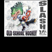 Slash Dinosaur Hockey Player t-shirts by mudgestudios Slash Dinosaur Hockey Player t-shirts